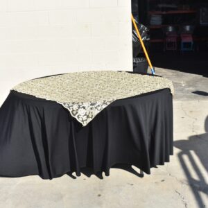 Black Round Linen with Gold Overlay