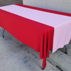 Rectangular Red Linen with Baby Pink Runner 6' in Length