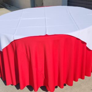 Red Round Linen with White Overlay 120" in Length