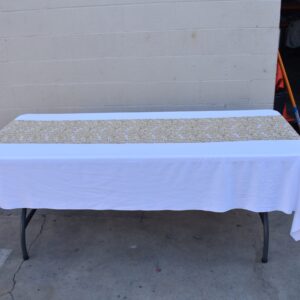 White Rectangular Linens Gold Runner